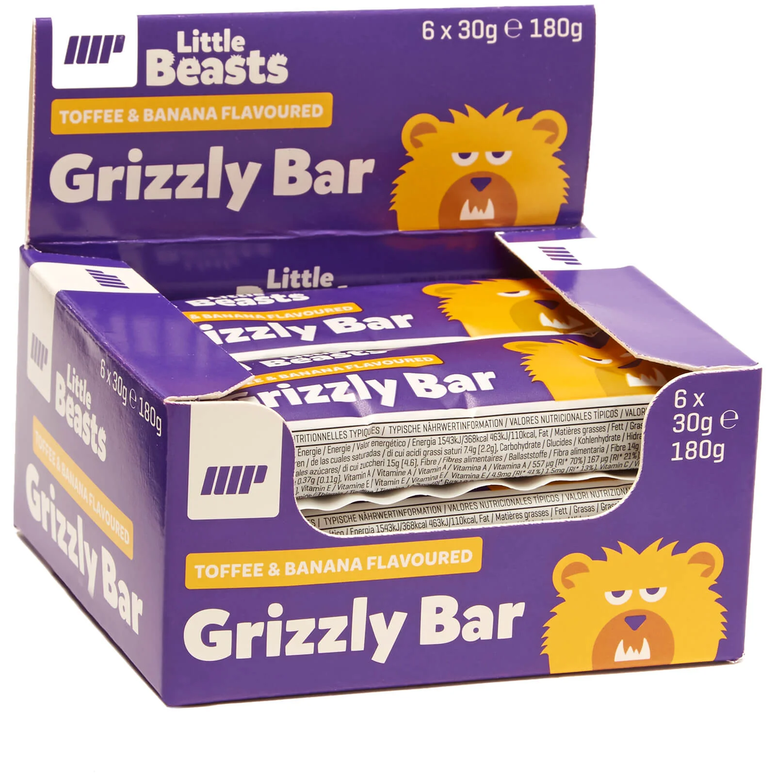 Little Beasts Grizzly Bar - balení po 6 - 6 x 30gTyčinky - Toffee a Banán Obrázek 1