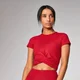 Power Crop Top s krátkým rukávem - Crimson červená