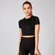 Shape bezešvý crop top s krátkými rukávy - Černý