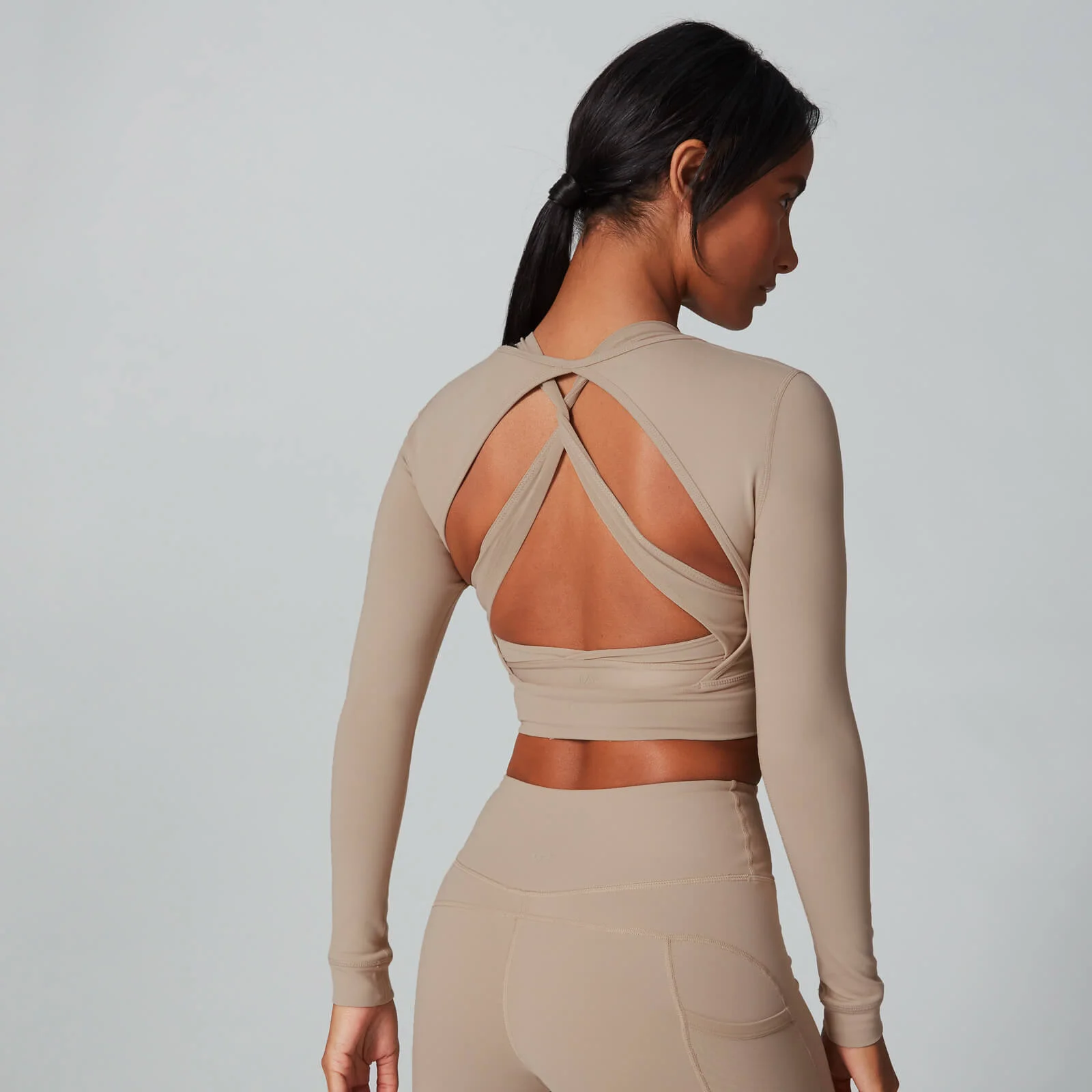 Power Open Back Crop Top - Hnědý - XS Obrázek 1