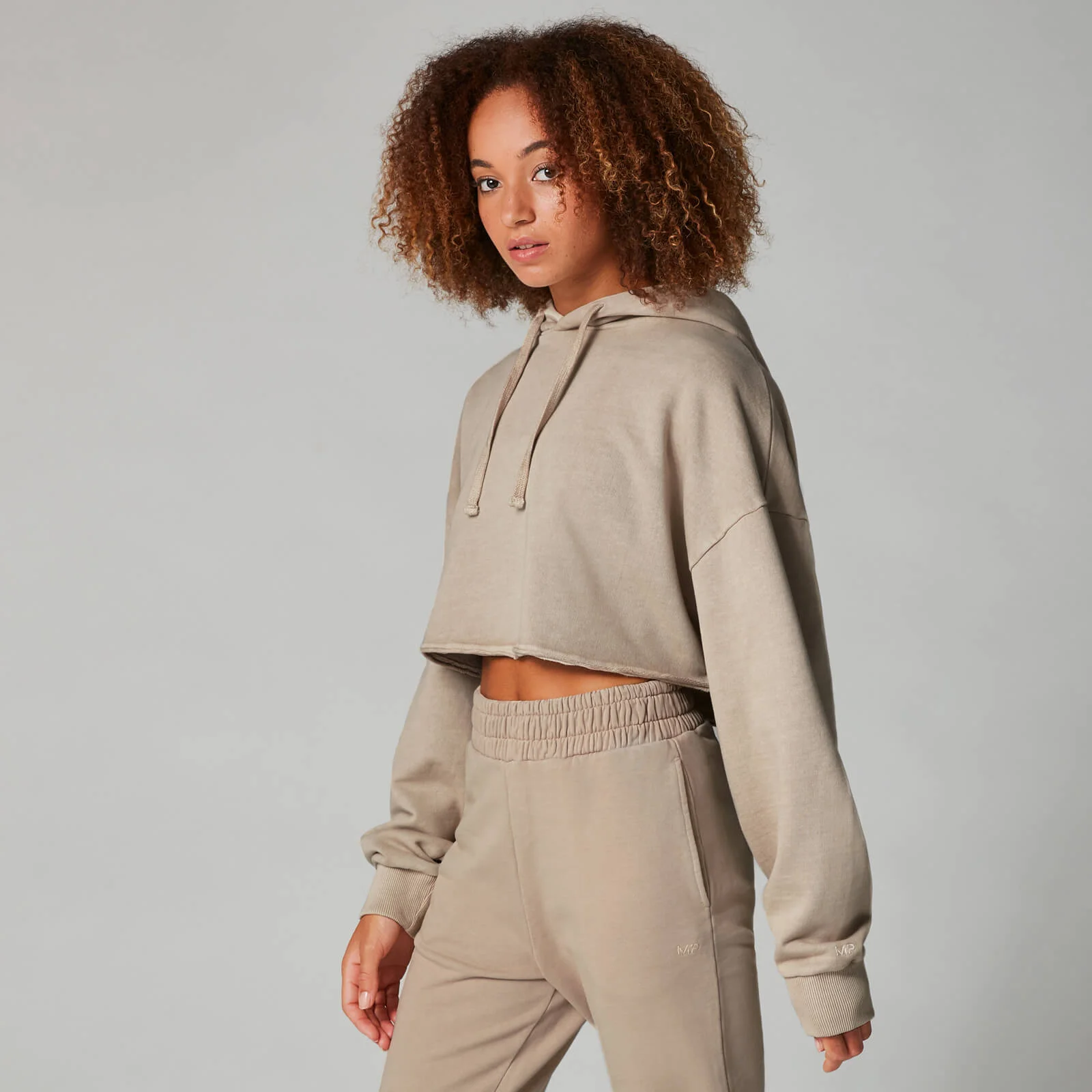 Washed crop mikina - Hnědá - XS Obrázek 1