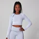 Kontrastní bezešvý crop top - Bílý