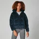 Zkrácený velurový puffer kabát - Navy