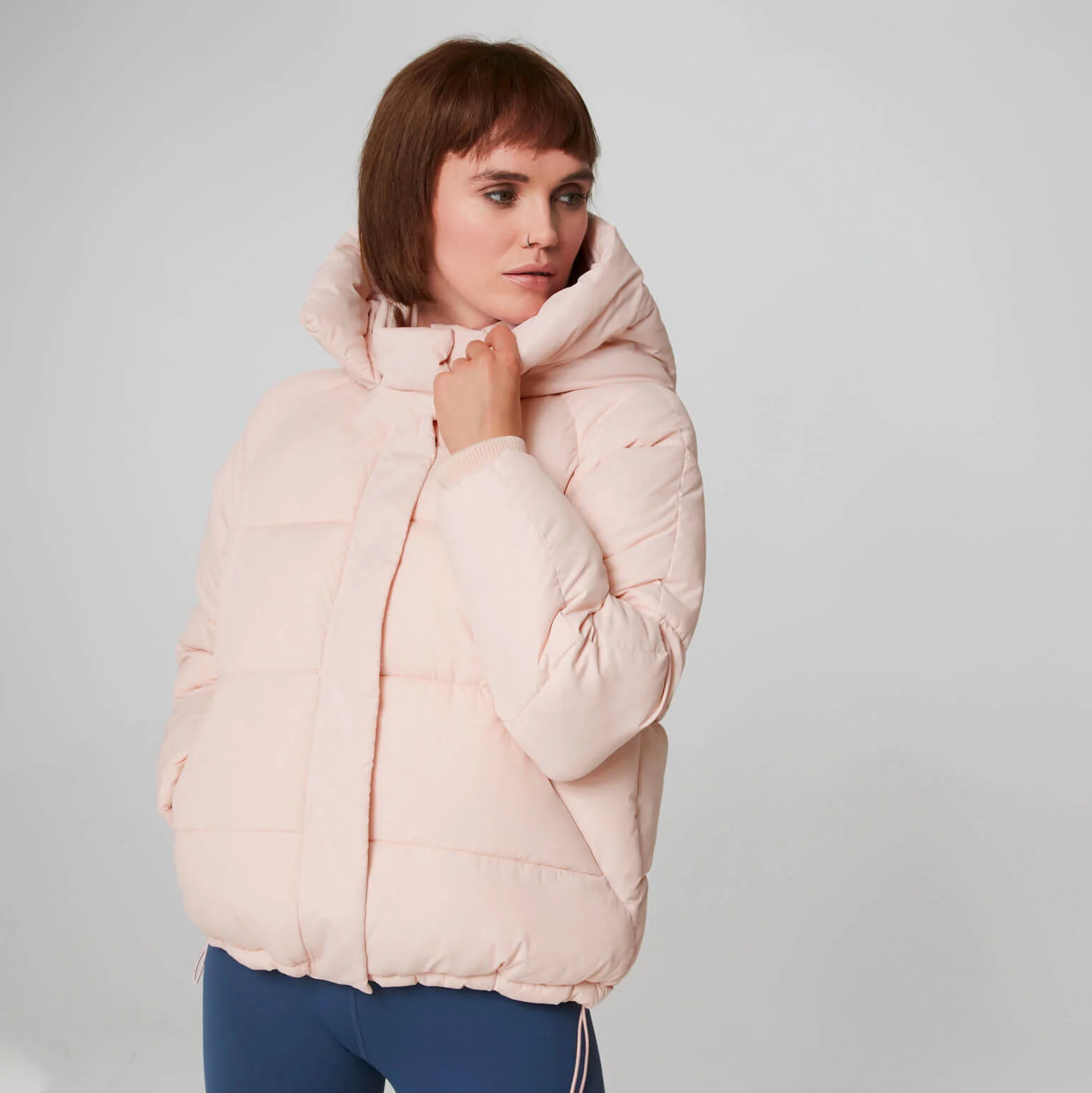 Zkrácený puffer kabát - Navy - XS Obrázek 1