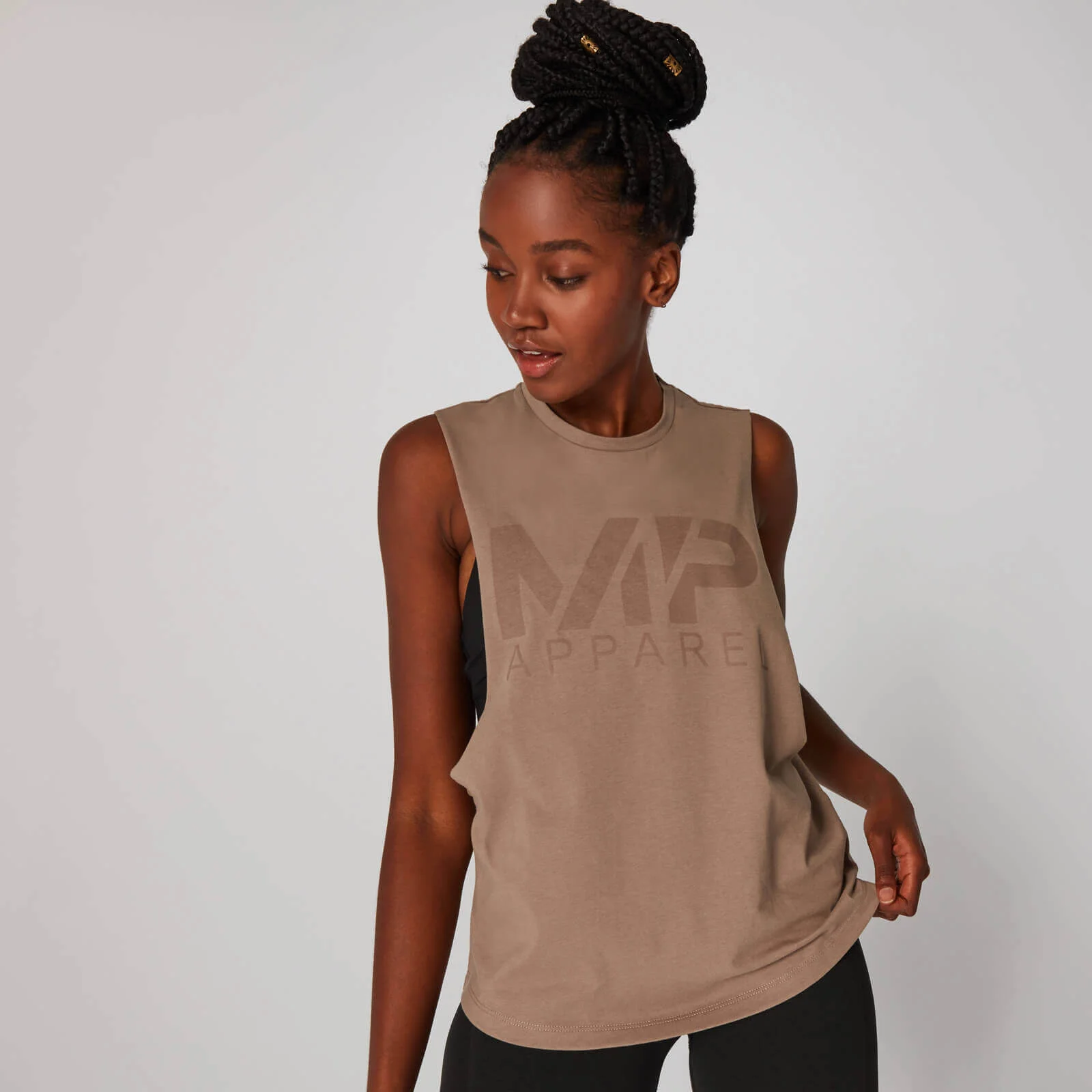 Drop Armhole Logo tílko - Hnědé - XS Obrázek 1