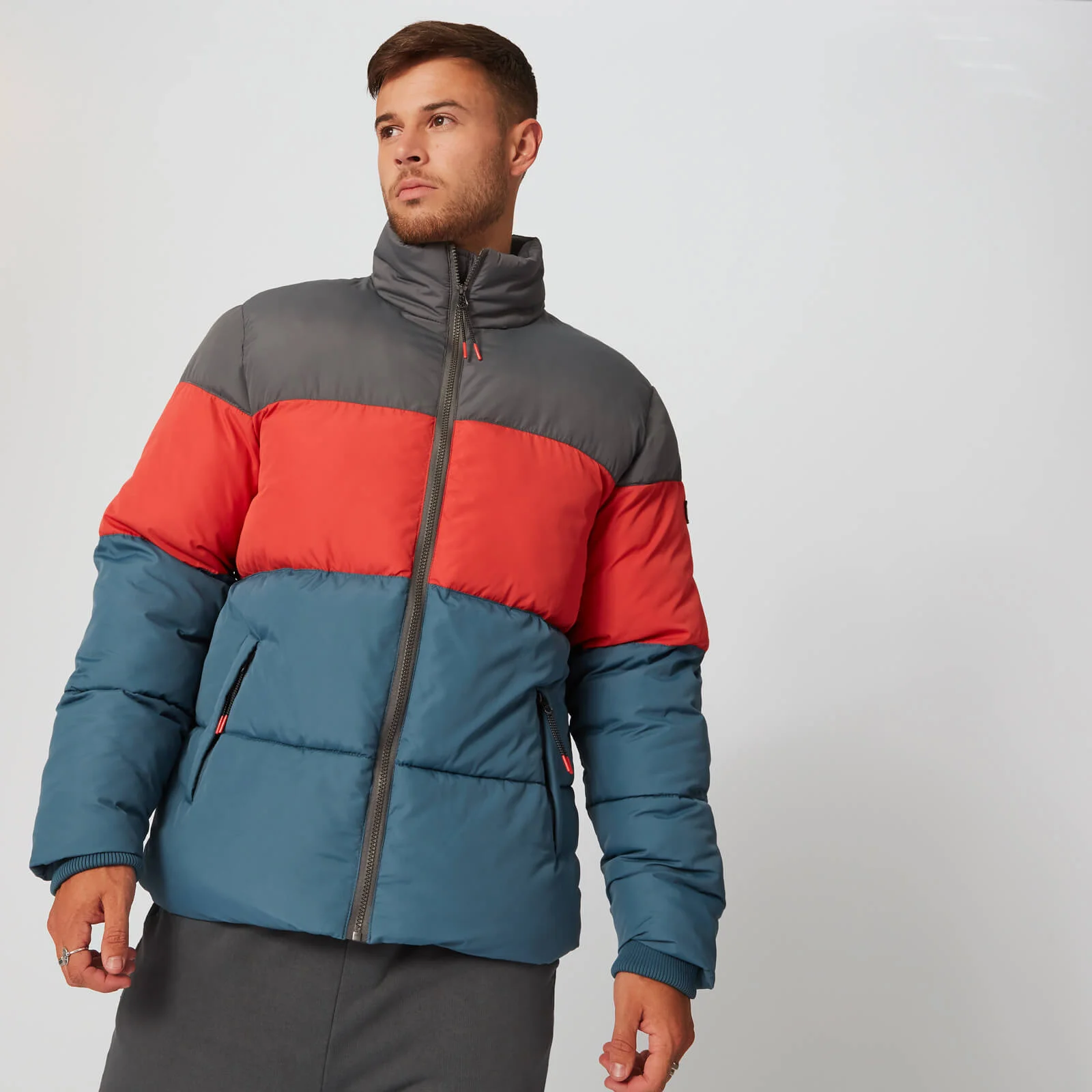 Colour Block Puffer bunda - Modrá - XS Obrázek 1