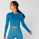 Shape bezešvý Crop Top - Modrý
