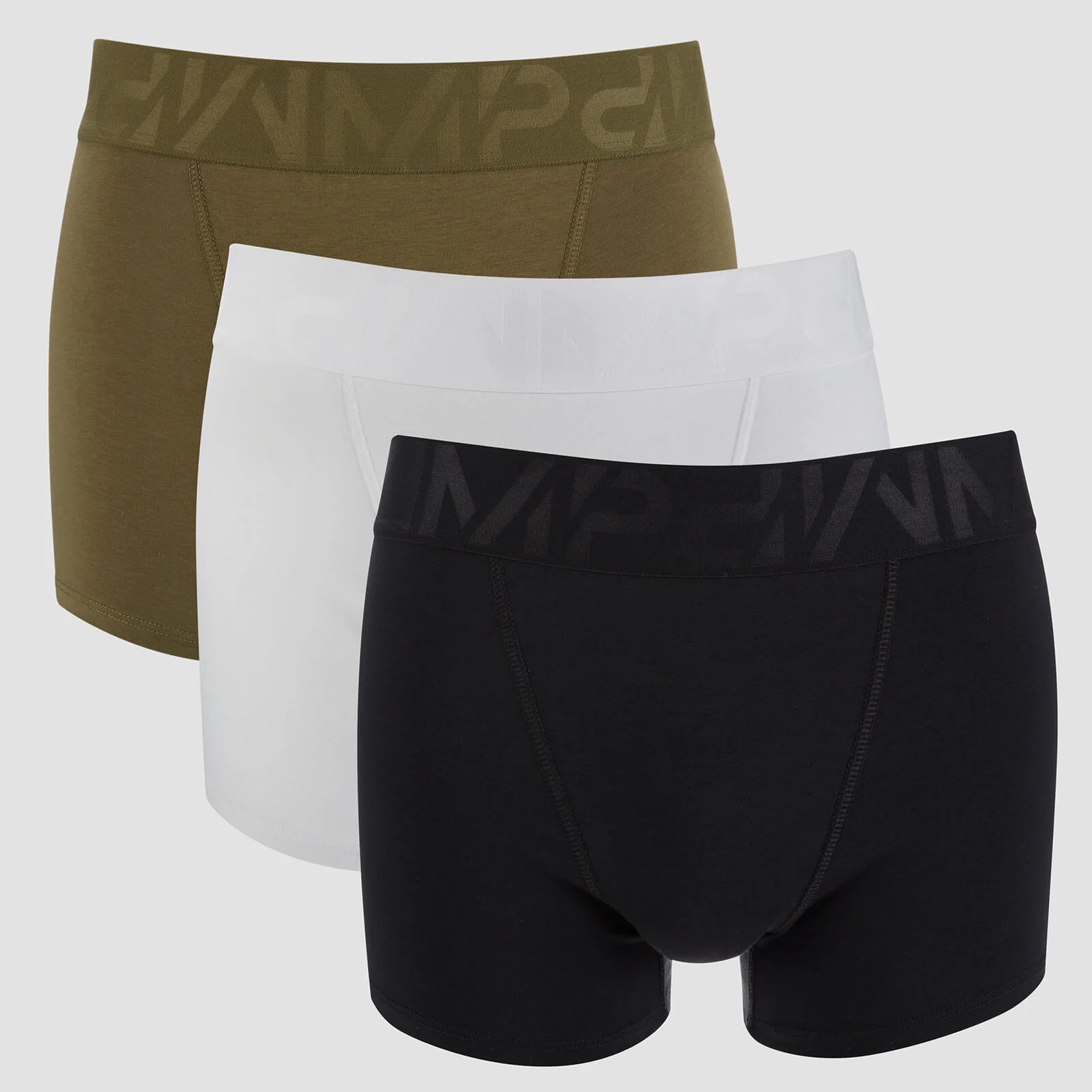 3 Pack - pánské sportovní boxerky - Černé/Khaki/Bílé - XS Obrázek 1