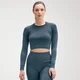 MP Shape Ultra bezešvý Crop top s dlouhým rukávem - Modrý