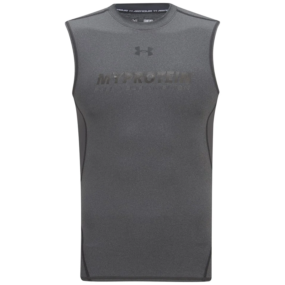Under Armour Pánské HeatGear Kompresní triko bez rukávů - Carbon Heather Obrázek 1