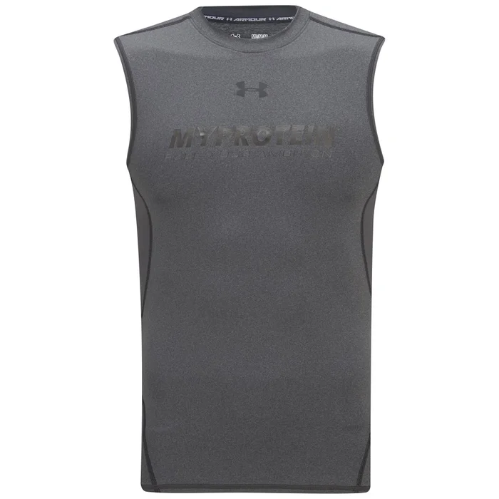 Under Armour Pánské HeatGear Kompresní triko bez rukávů - Carbon Heather