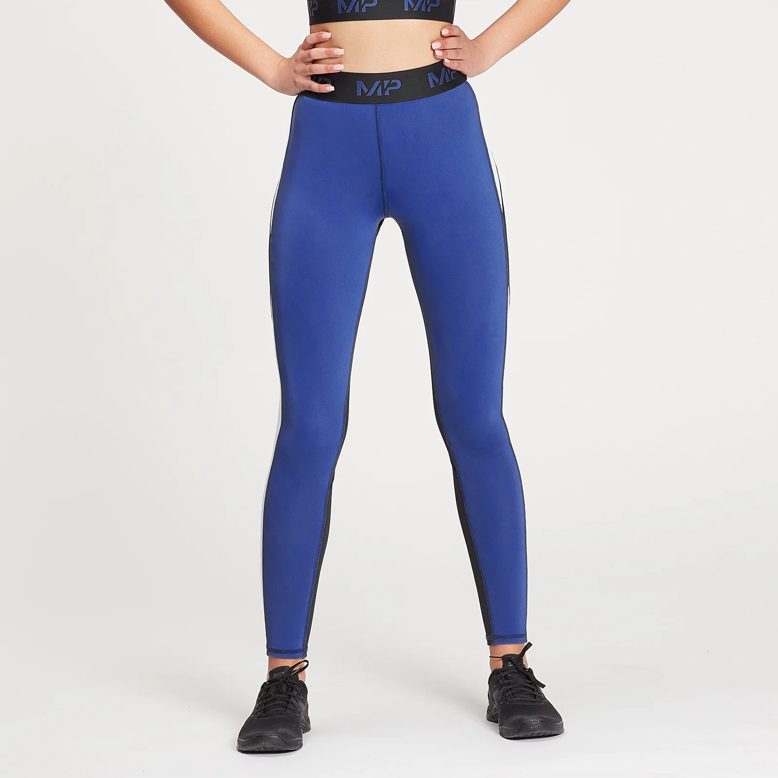 MP Women's Engage Colour Block Leggings - Black / White / Cobalt - XXS Obrázek 1