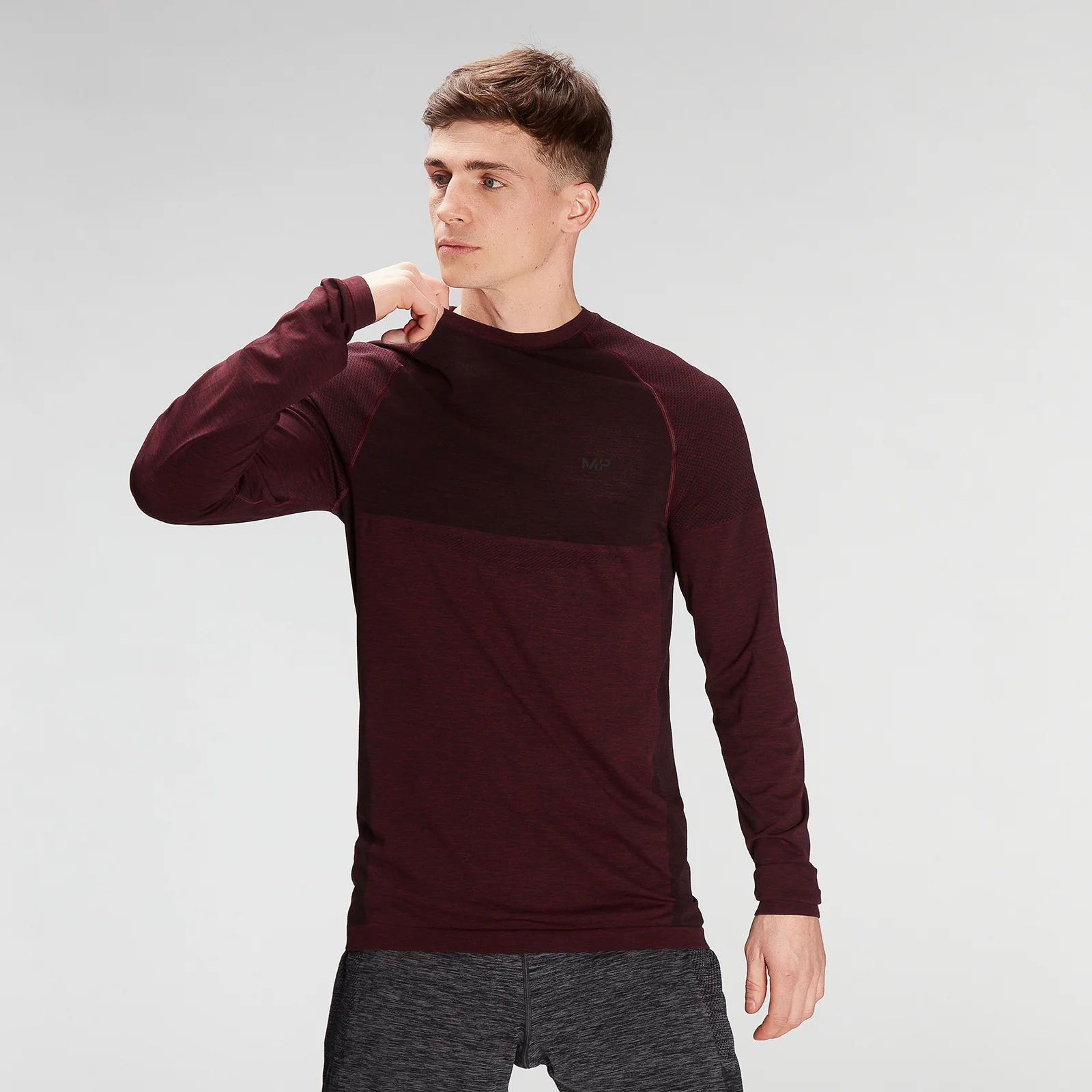 MP Men's Essential Seamless Long Sleeve Top- Washed Oxblood Marl - XXS Obrázek 1