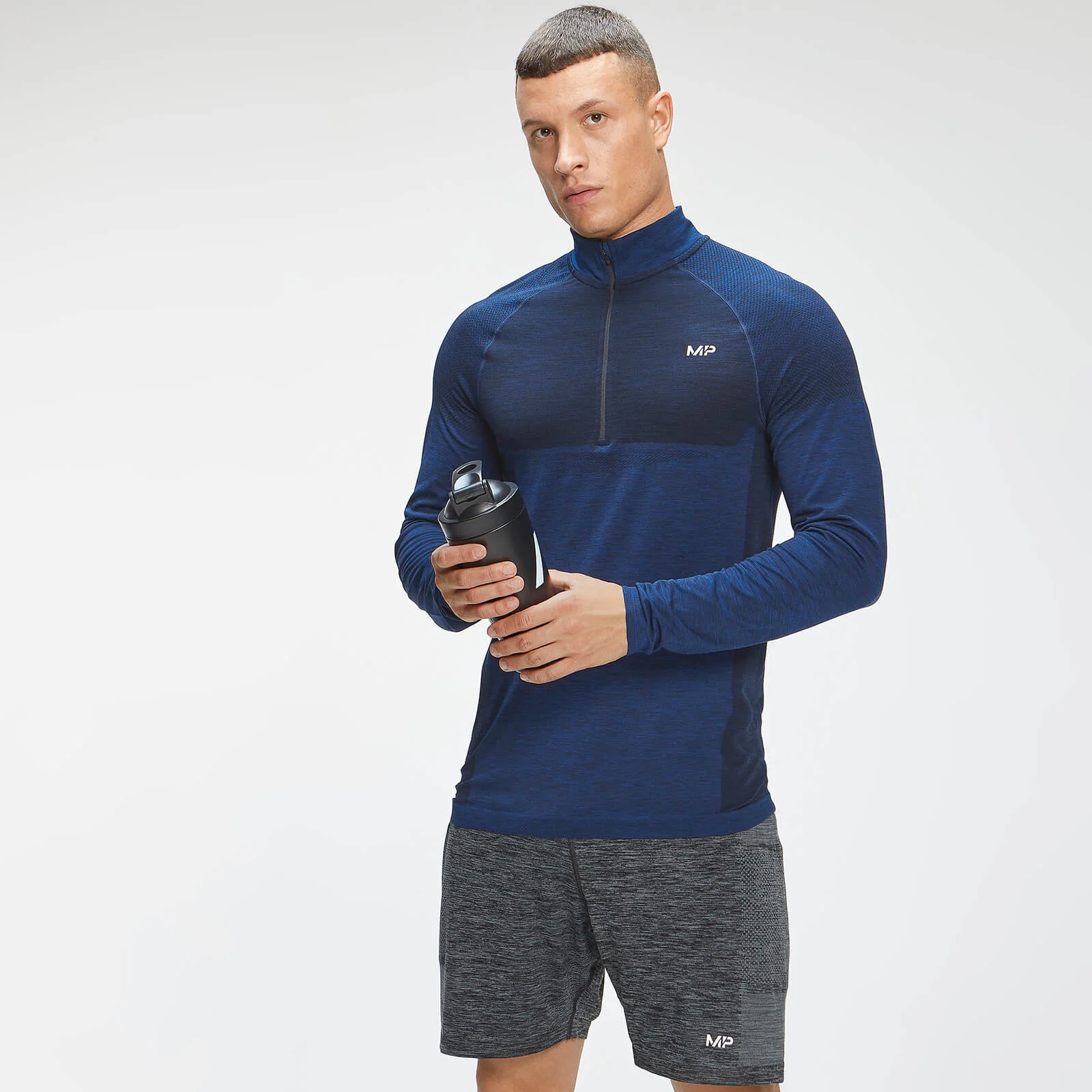 MP Pánský Essential Seamless 1/4 Zip Top – Intenzivní Modrý Melír - XXS Obrázek 1