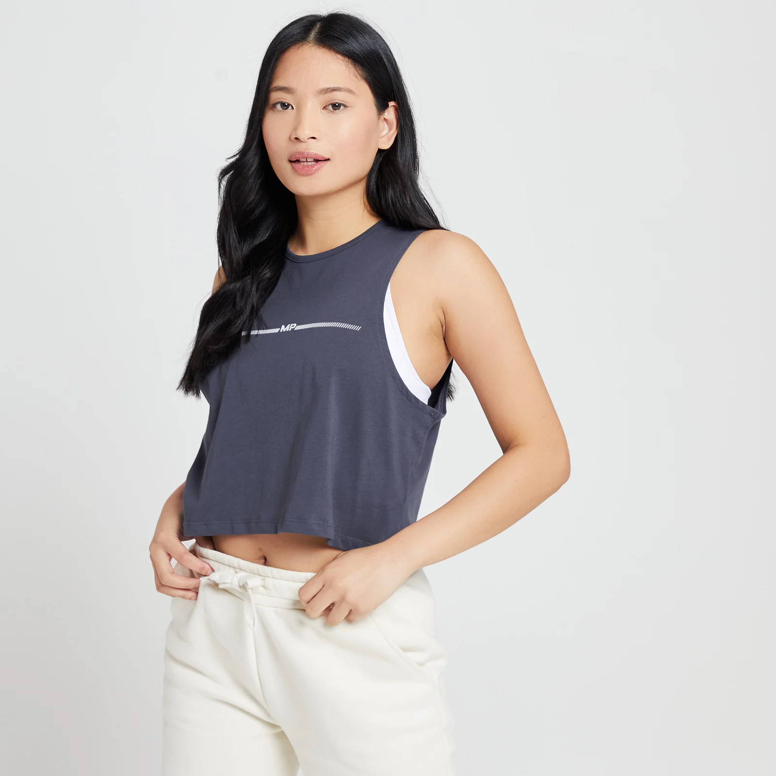 MP Dámské Mini Mark Graphic Tričko Bez Rukávů – Grafitové - XXS Obrázek 1