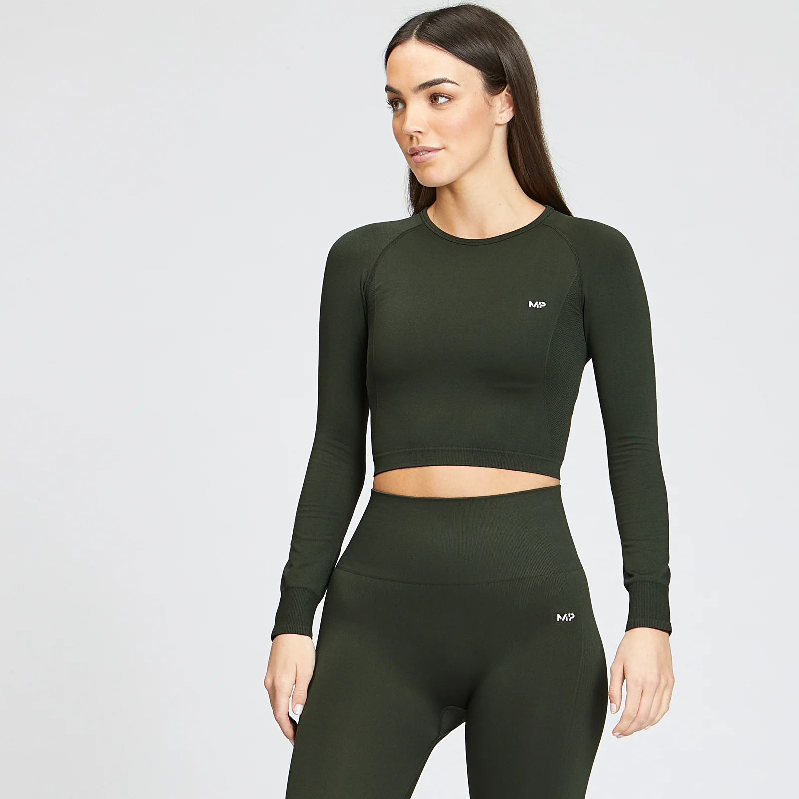 MP Dámský Shape bezešvý Crop top s dlouhým rukávem - Zelený - XXS Obrázek 1