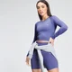 MP Dámský Shape bezešvý Crop top s dlouhým rukávem - Modrý