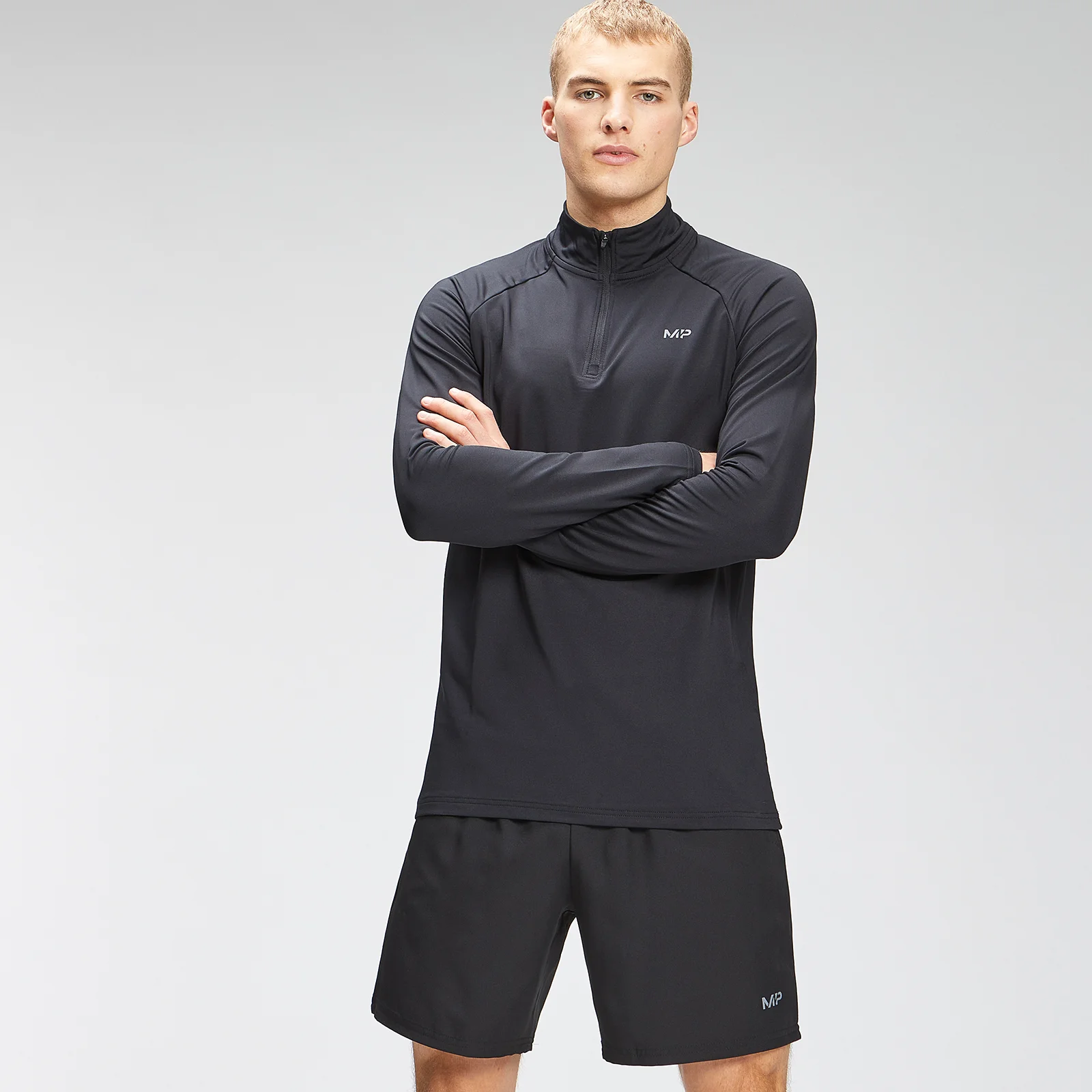 MP Pánský Repeat Graphic Training 1/4 Zip – Černý - XXS Obrázek 1