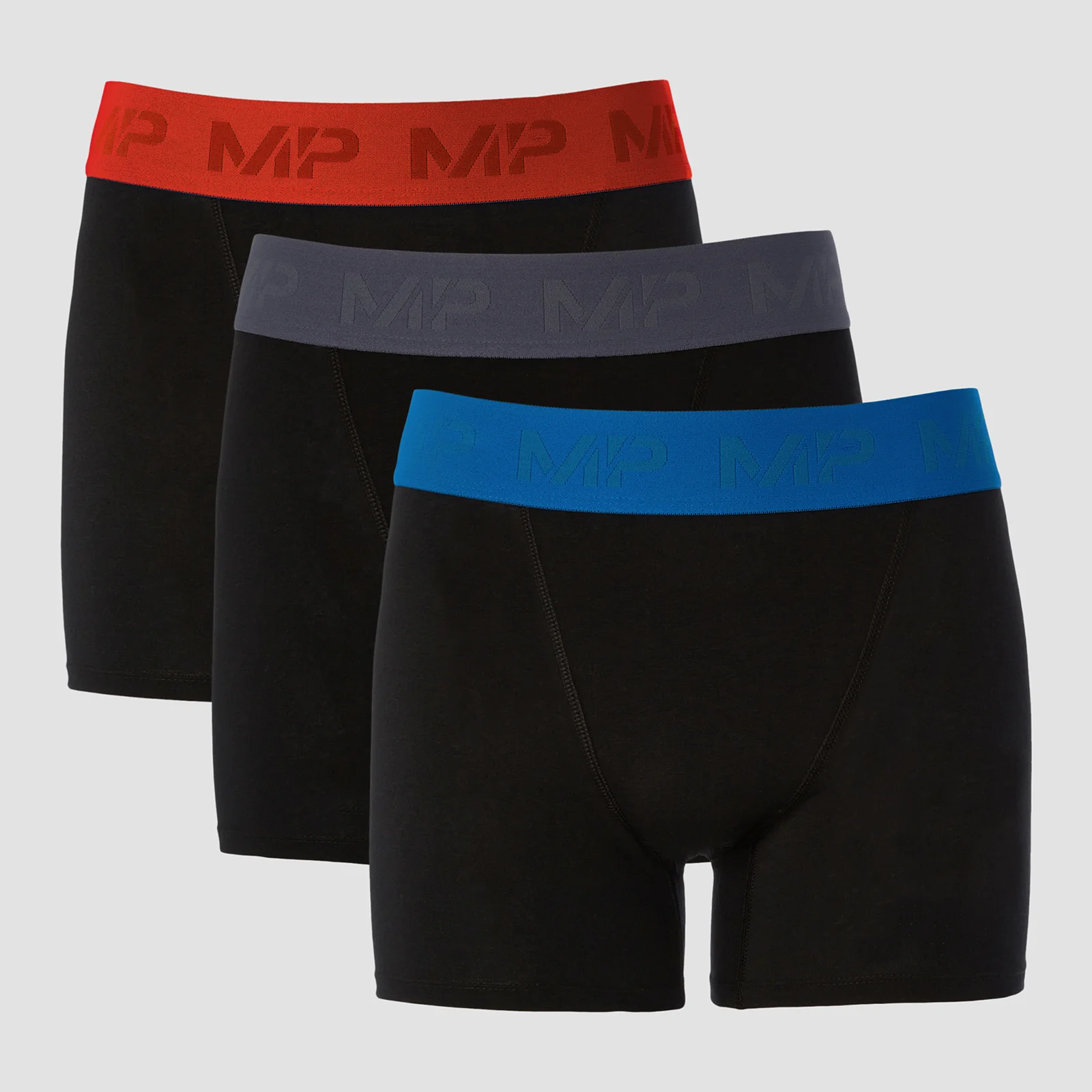 MP Men's Coloured Waistband Boxers (3 Pack) - Black/Graphite/True Blue/Fire - XXS Obrázek 1