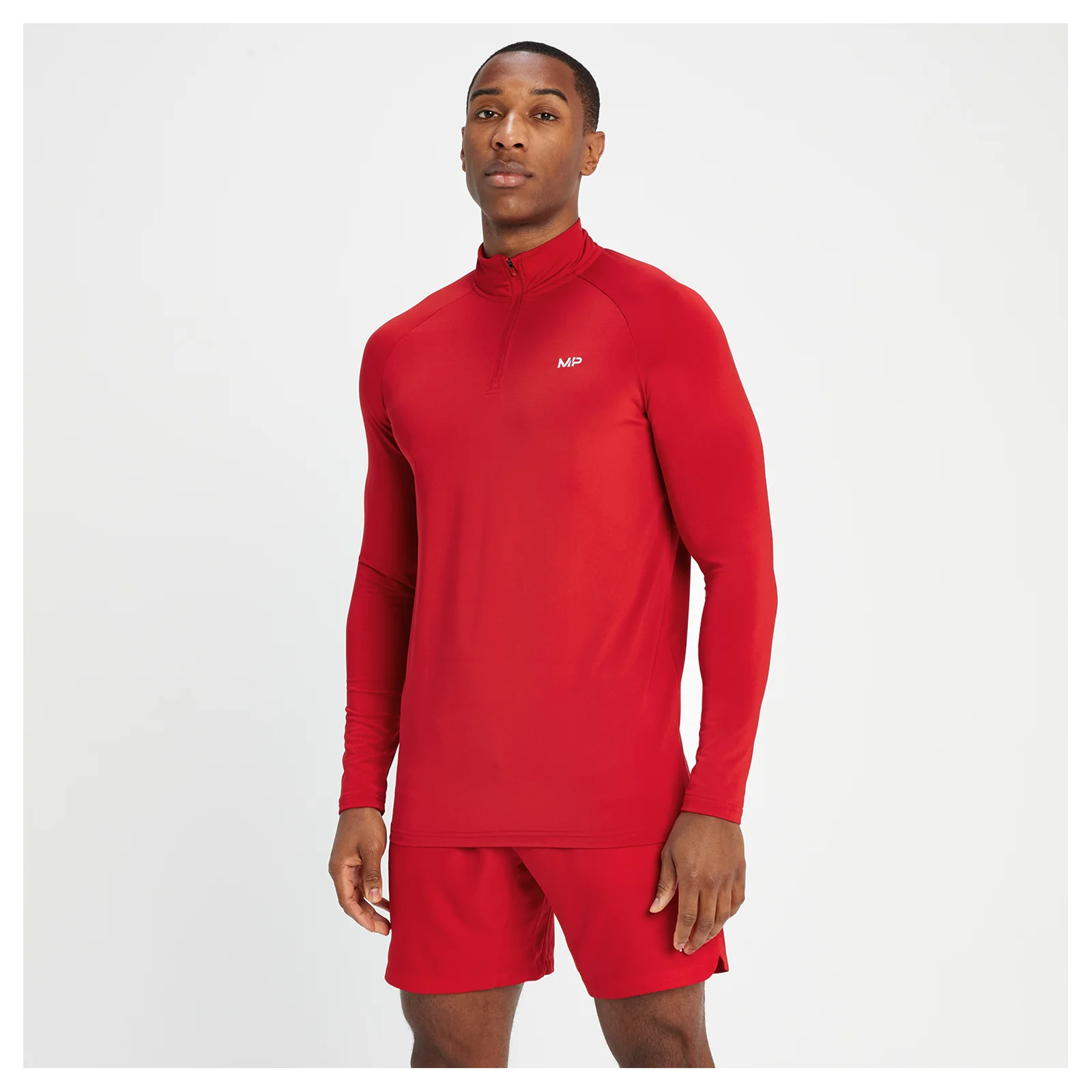 MP Pánský Training 1/4 Zip – Karmínový - XXS Obrázek 1