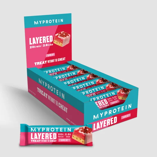 Šestivrstvá proteinová tyčinka - 12 x 60g - Jahoda