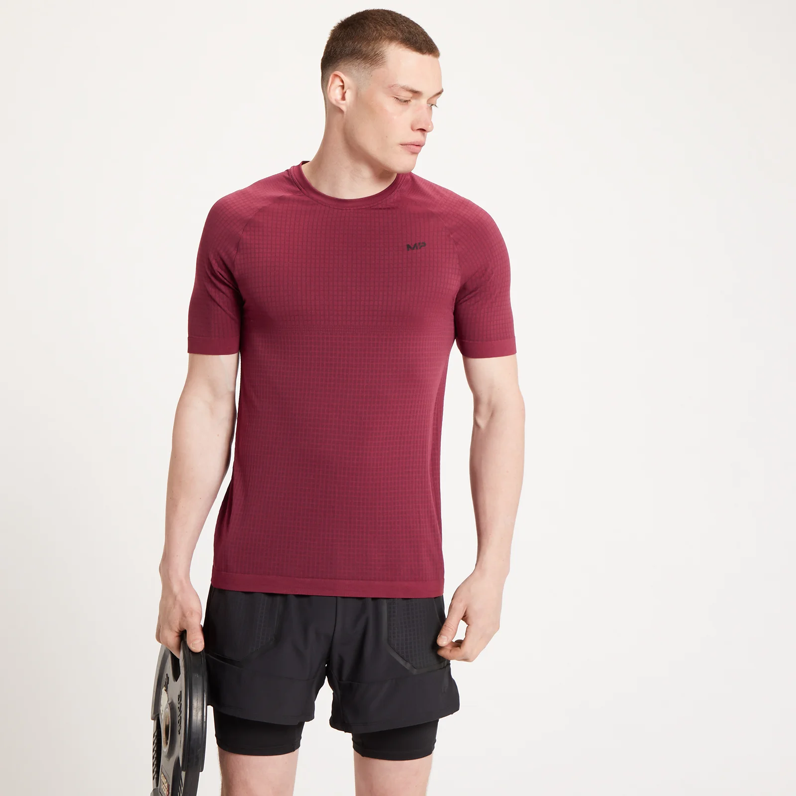 MP Pánské Tempo Ultra Seamless Tričko s Krátkým Rukávem – Merlot - XXS Obrázek 1