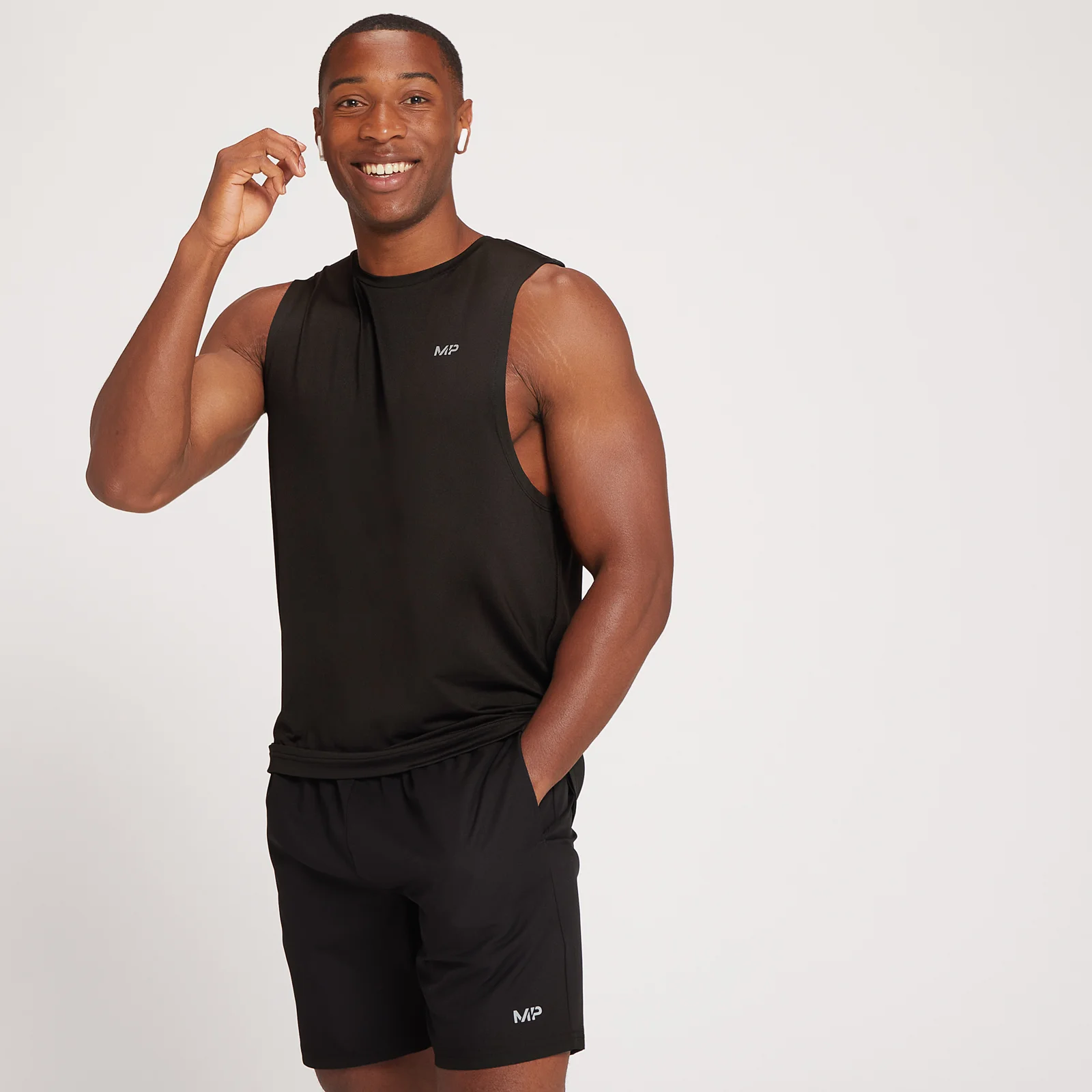 MP Pánské Repeat MP Graphic Training Tričko bez Rukávů – Černé - XXS Obrázek 1