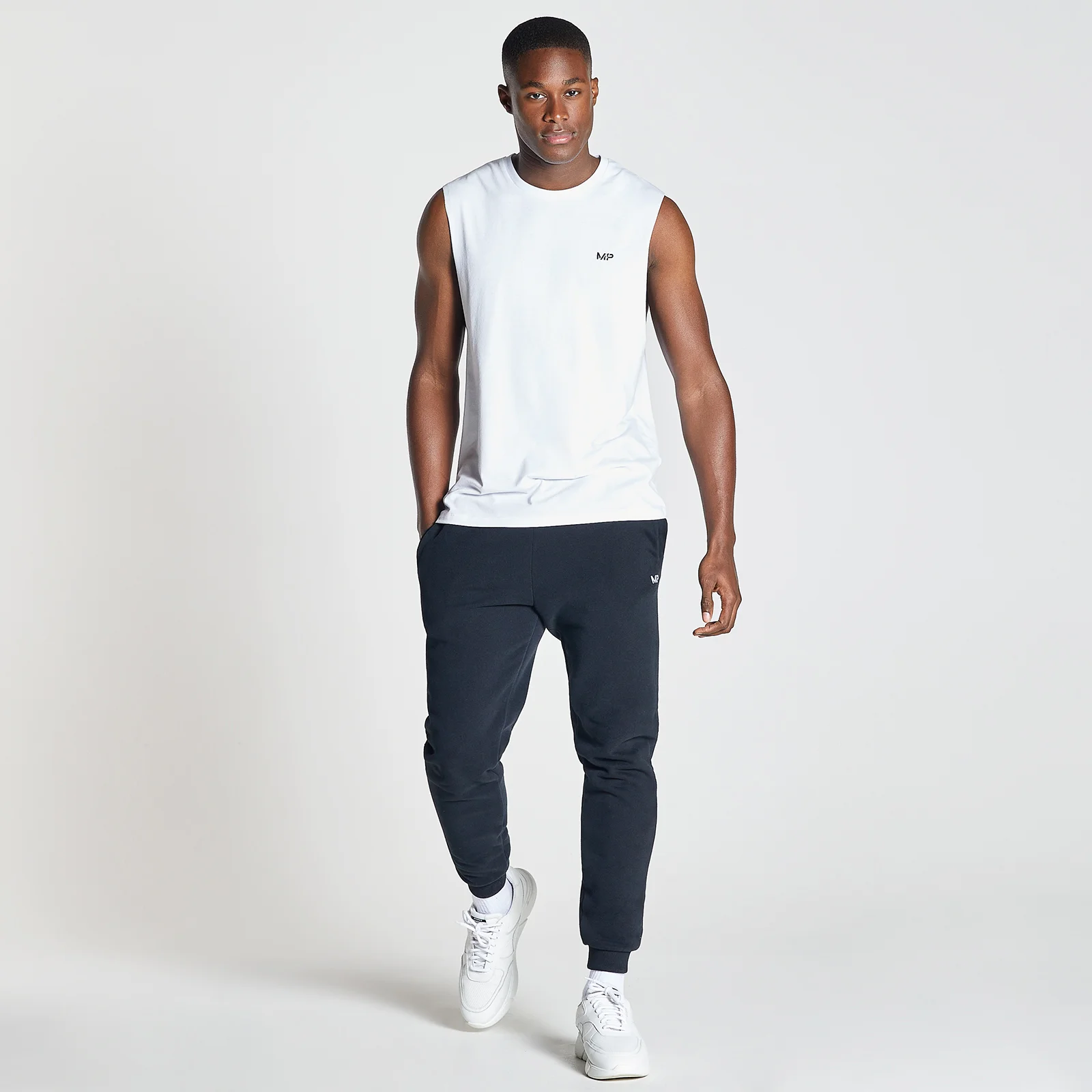 MP Pánské Essentials Drirelease Drop Armhole Tričko bez Rukávů – Bílé - XXS Obrázek 1