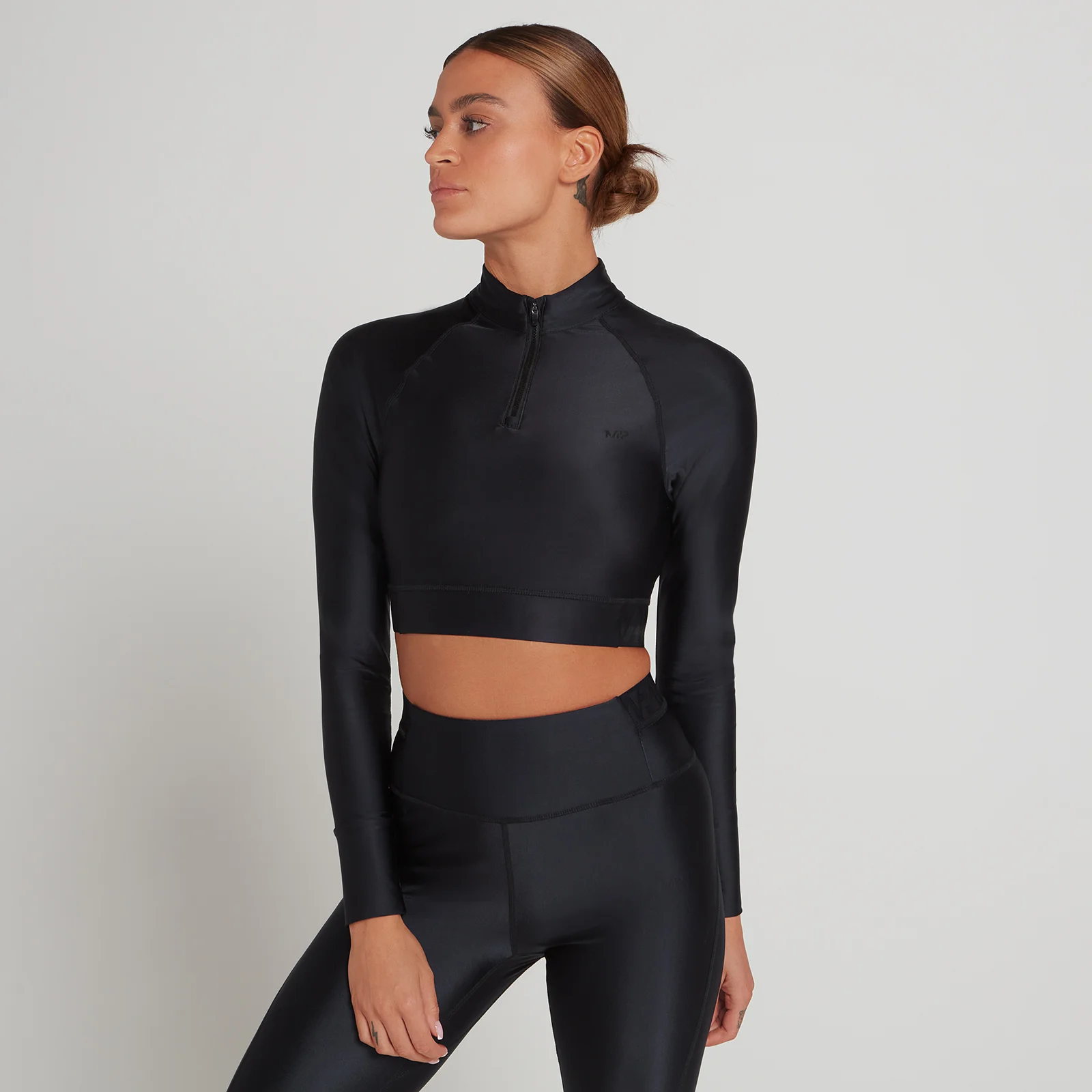 MP Dámský Engage 1/4 Zip Crop Top s Dlouhým Rukávem – Černý - XXS Obrázek 1