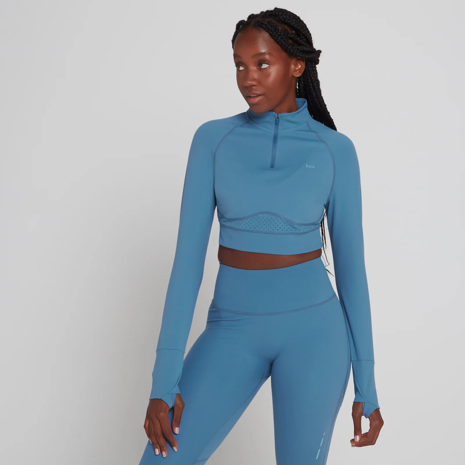 MP Dámský Power Ultra Cropped 1/4 Zip Top – Modrý Měsíční Svit - XXS Obrázek 1