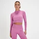 MP Dámský Tempo Seamless 1/4 Zip Crop Top – Růžový Květ Zebří Vzor