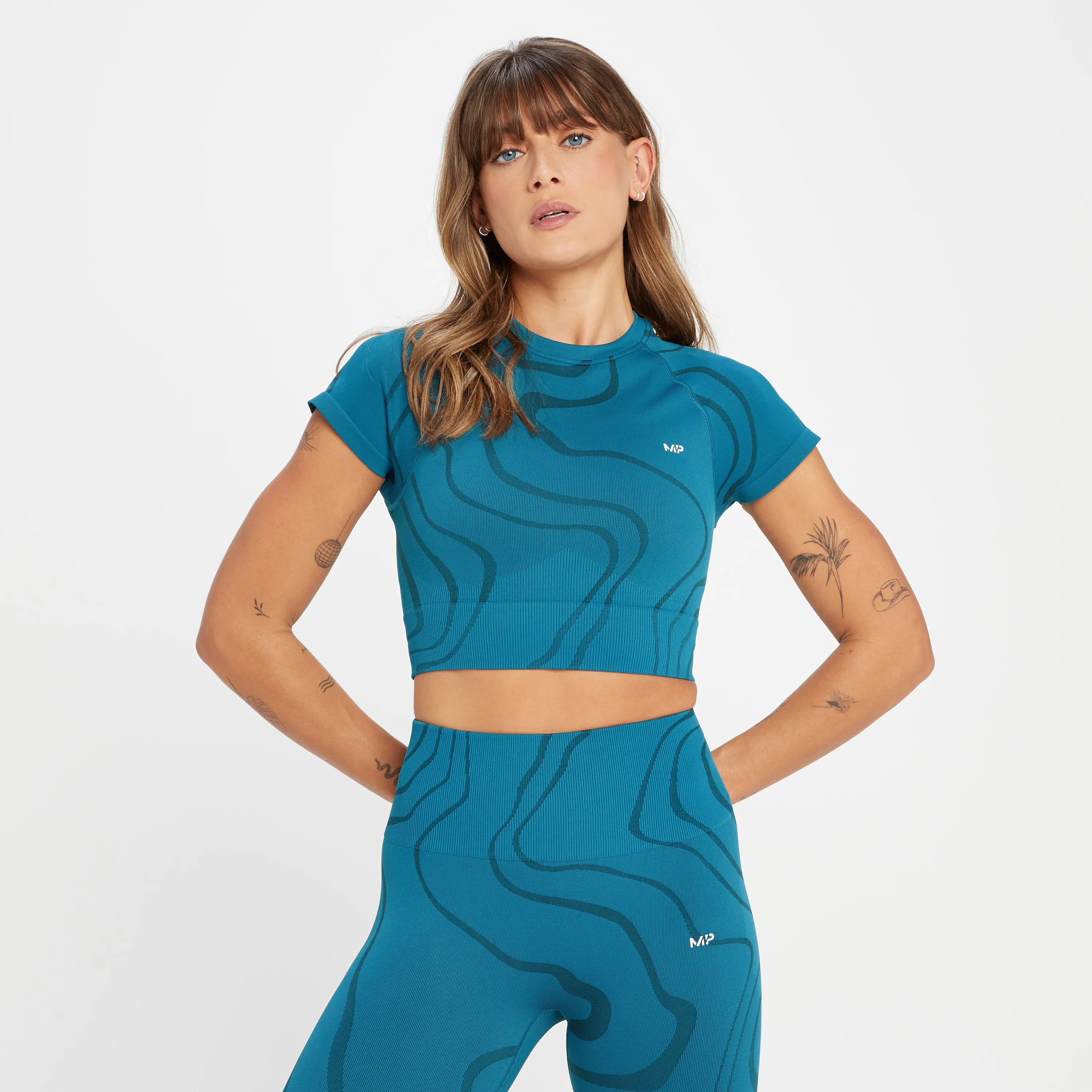 MP Dámský Tempo Wave Seamless Crop Top – Modrozelený - XXS Obrázek 1