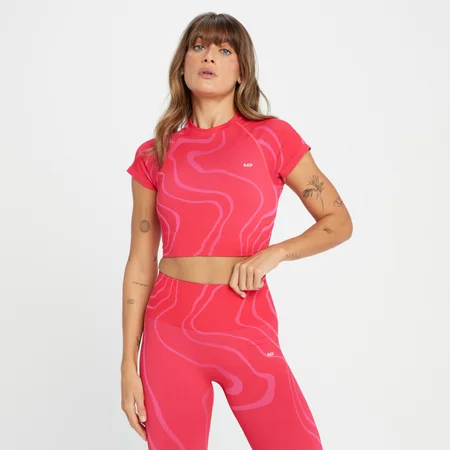MP Dámský Tempo Wave Seamless Crop Top – Růžovočervený