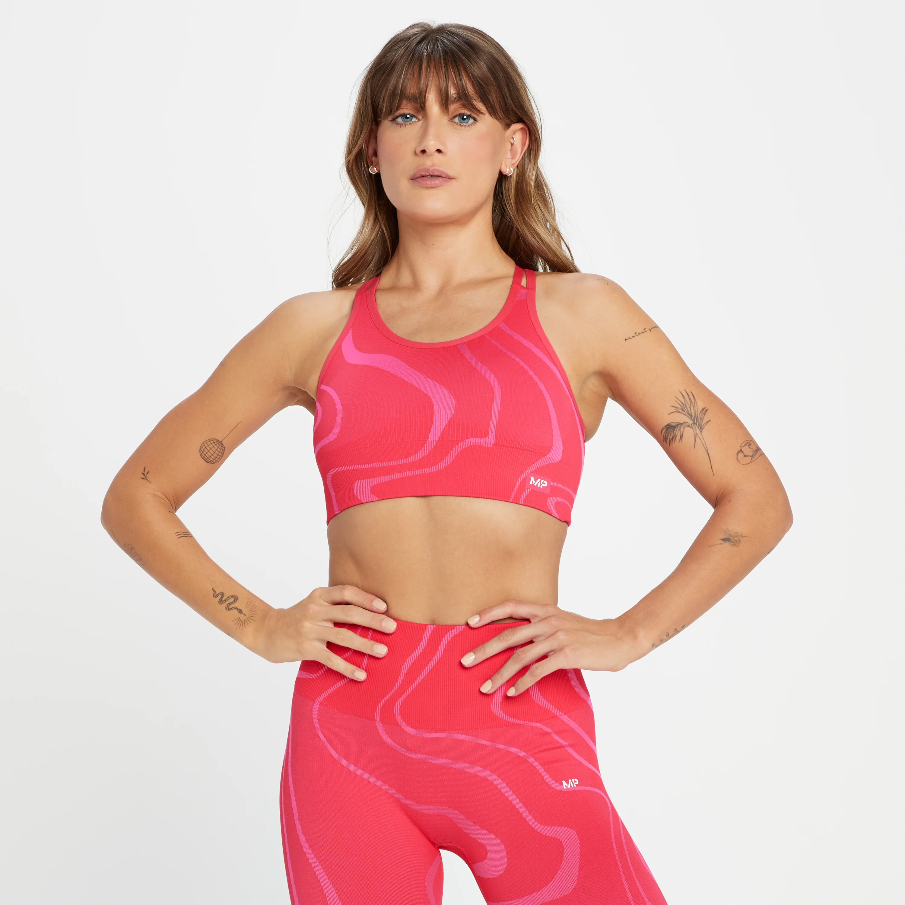 MP Dámská Tempo Wave Seamless Sportovní Podprsenka – Růžovočervené - XXS Obrázek 1