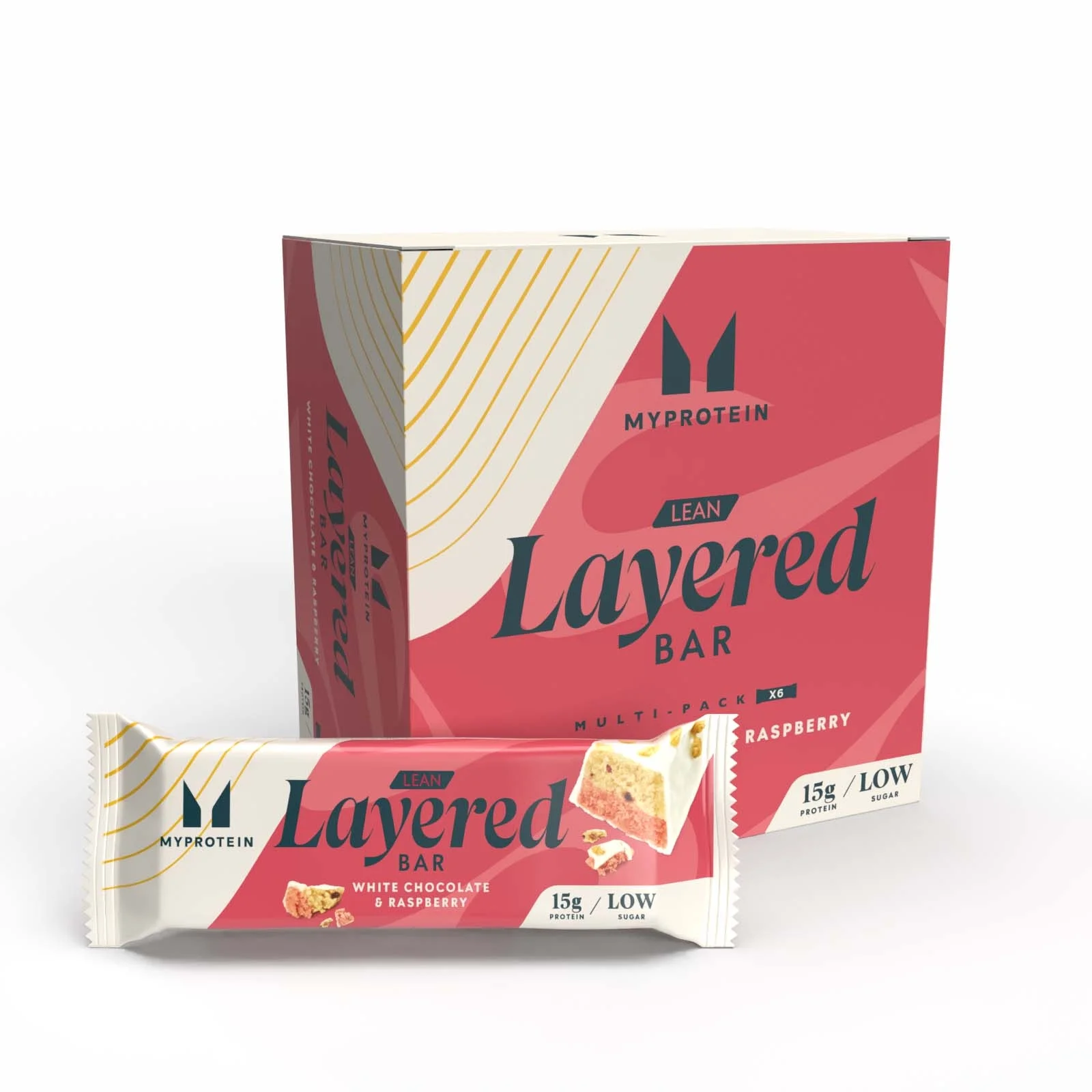 Lean Layered Bar - 6 x 40g - White Chocolate and Raspberry Obrázek 1