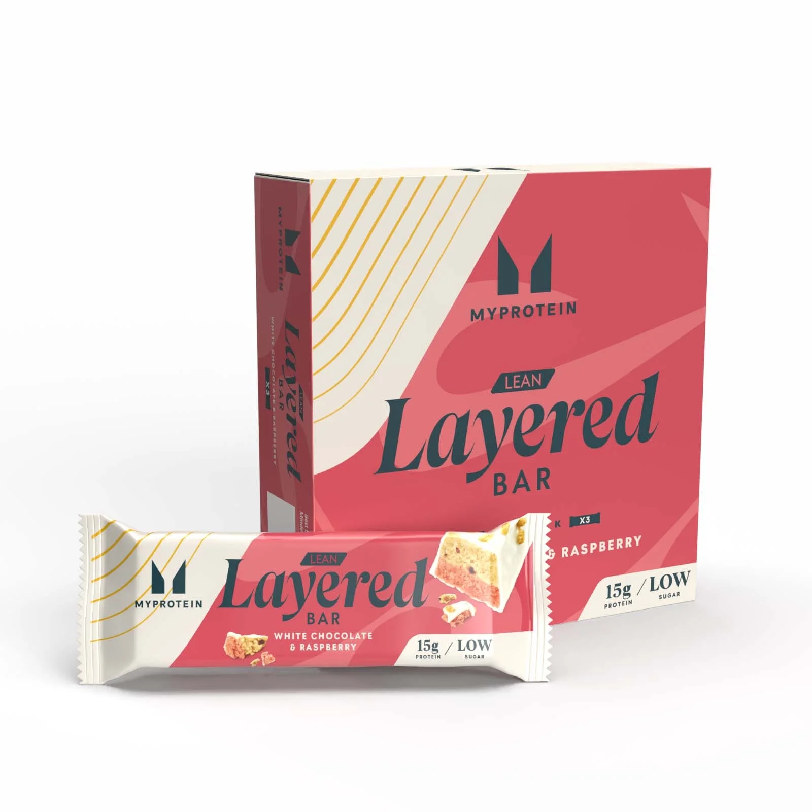 Lean Layered Bar - 3 x 40g - White Chocolate and Raspberry Obrázek 1