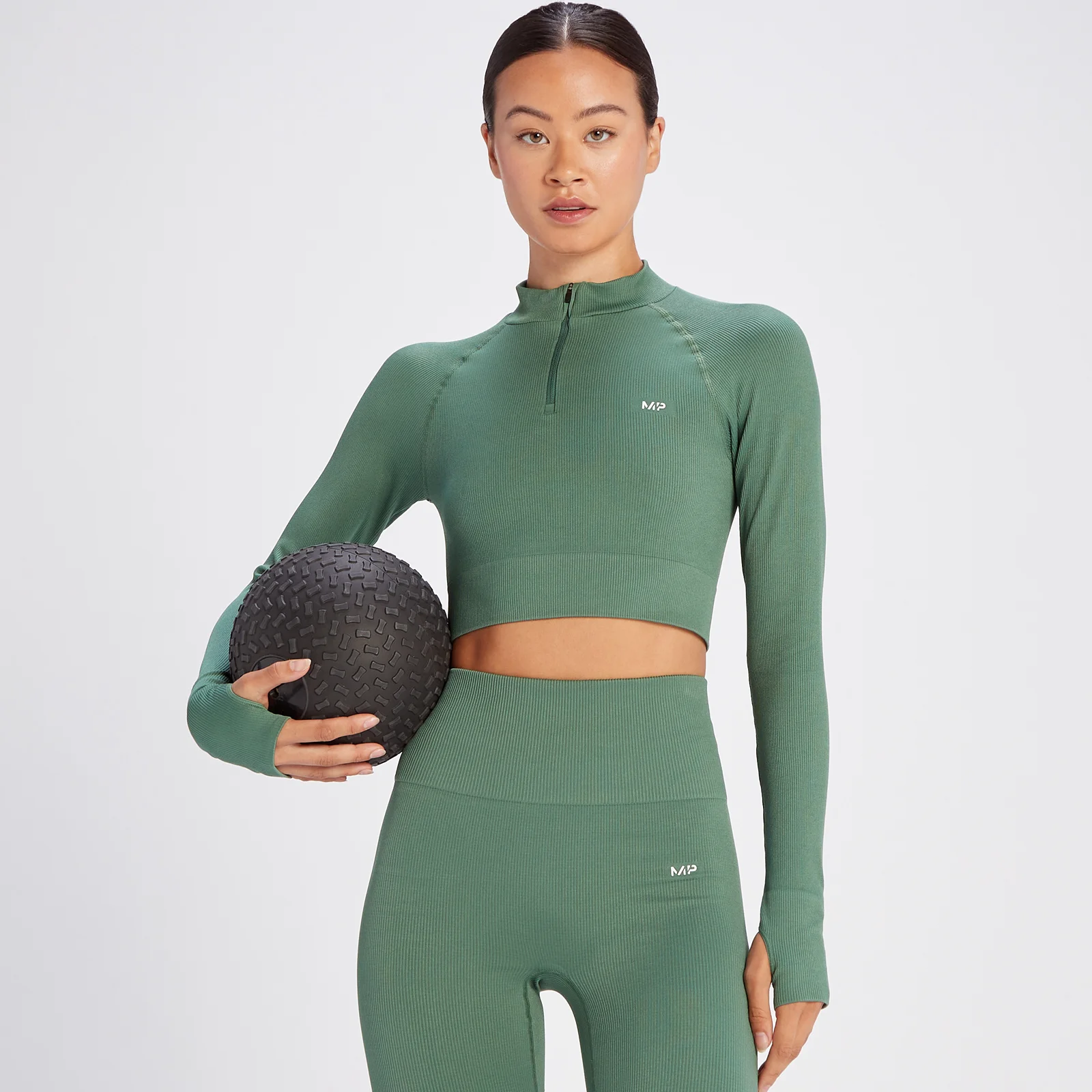 MP Dámský Tempo Rib Seamless Crop 1/4 Zip – Světle Borovicový - XS Obrázek 1