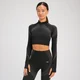 MP Dámský Tempo Ultra Seamless Crop Top s Dlouhým Rukávem 1/4 Zip – Černý