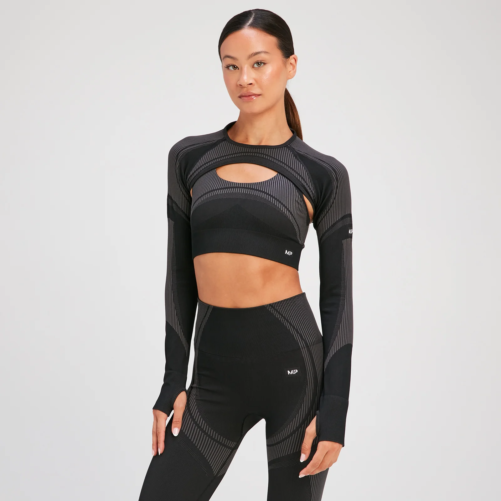 MP Dámský Tempo Ultra Seamless Crop Top s Dlouhým Rukávem – Černý - XS Obrázek 1