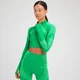 MP Dámský Tempo Ultra Seamless Crop Top s Dlouhým Rukávem 1/4 Zip – Zářivě Zelené