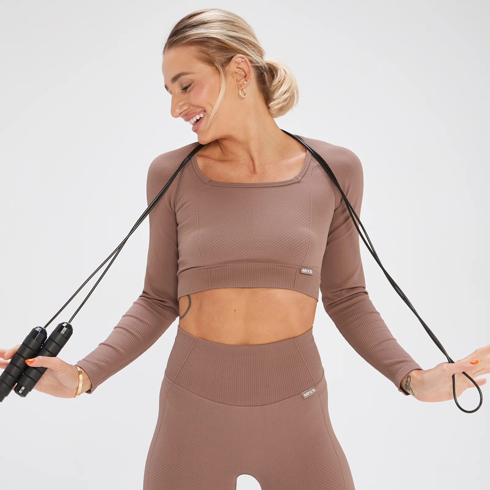 MP x Tatiana Seamless Long Sleeve Crop Top – Oříškový - L Obrázek 1