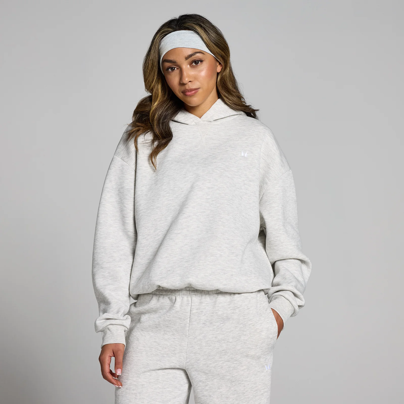MP Dámská Basics Oversized Mikina s Kapucí – Světle Šedý Melír - M Obrázek 1