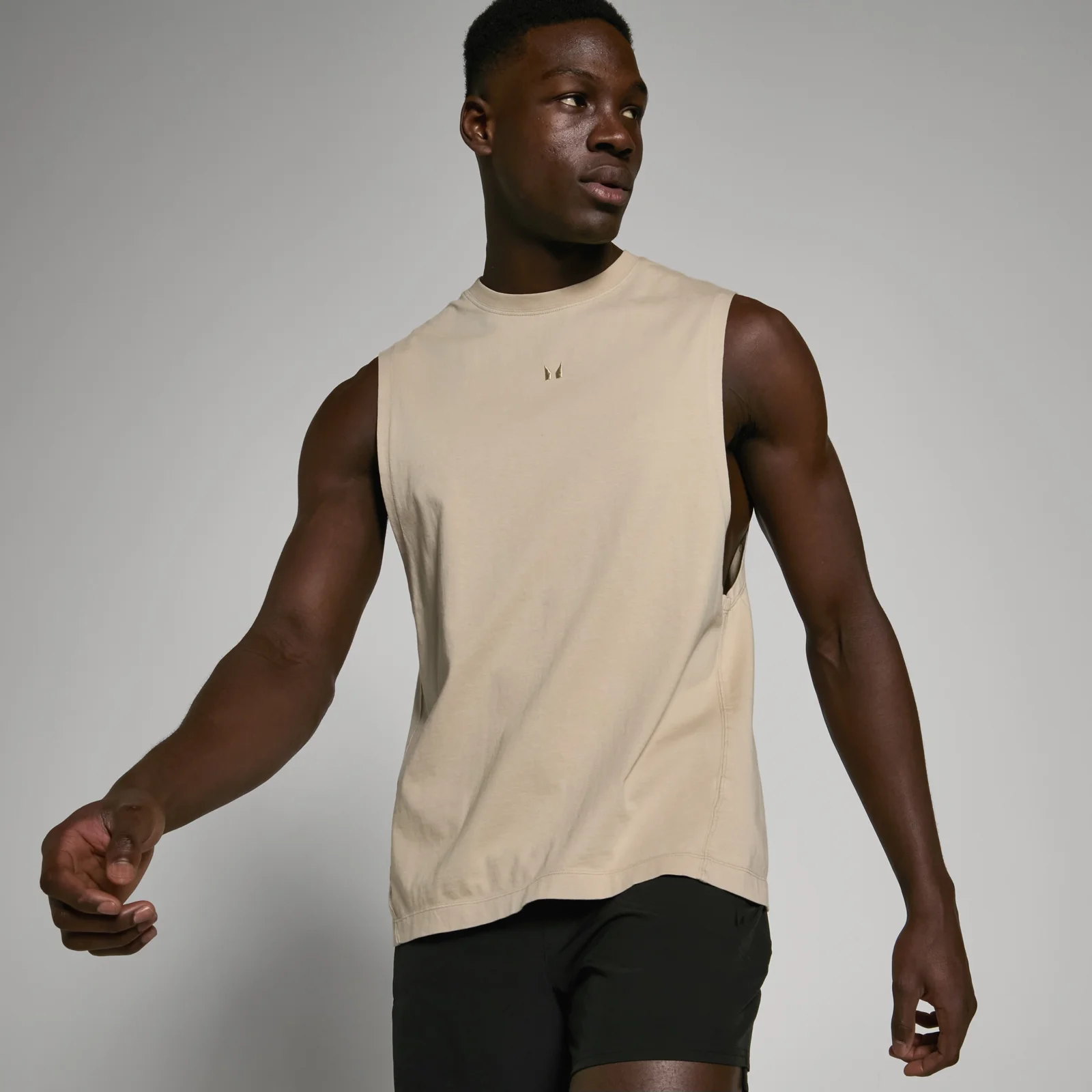 MP Pánské Tempo Washed Drop Armhole Tričko bez Rukávů – Sepraný Kámen - XS Obrázek 1