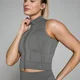 MP Dámské Tempo Ultra Geometric Seamless Zip Tričko bez Rukávů – Tmavošedé