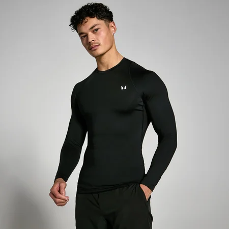 MP Pánské Training Baselayer Triko s Dlouhým Rukávem – Černé