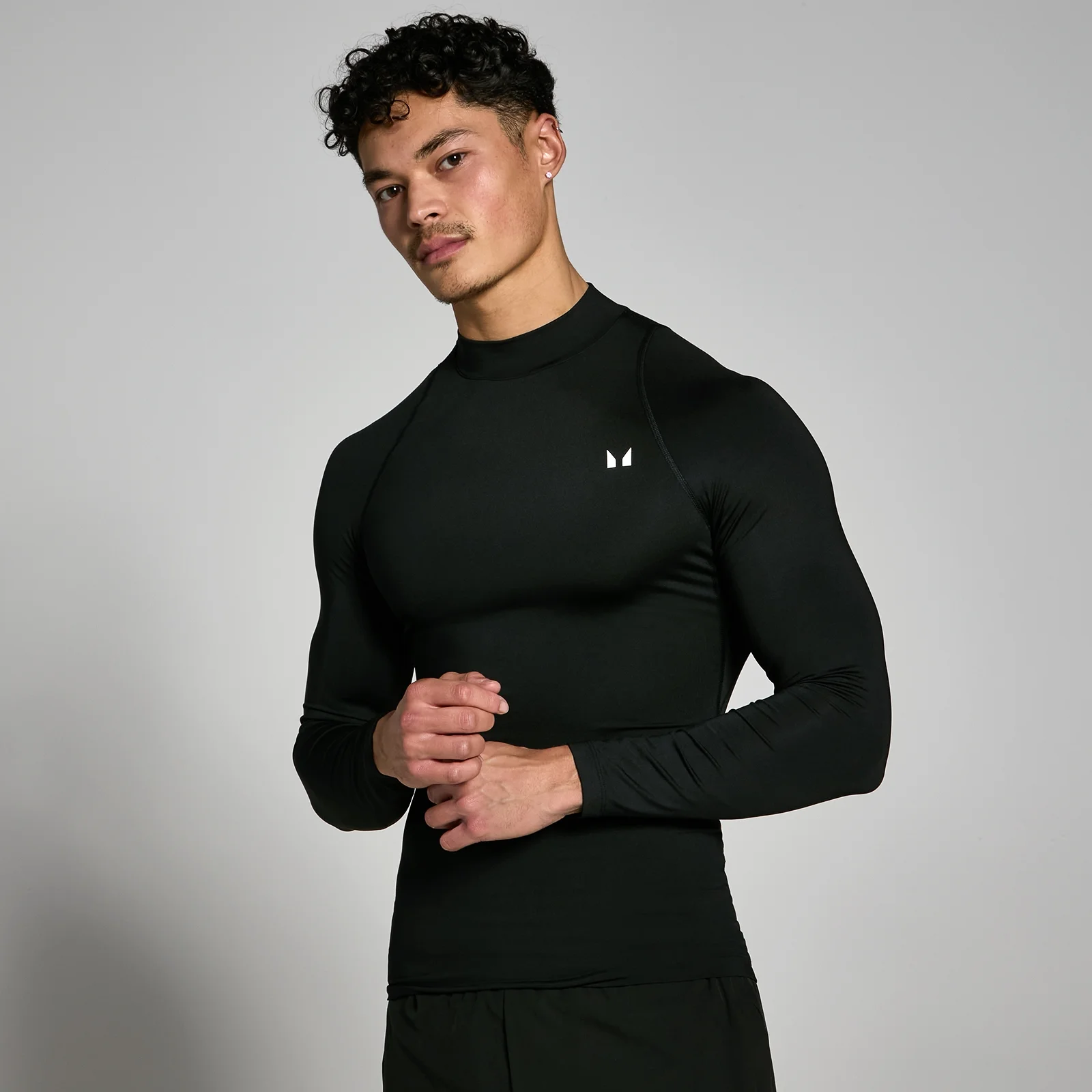 MP Pánské Training High Neck Baselayer Triko s Dlouhým Rukávem – Černé - XXS Obrázek 1