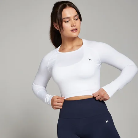 MP Dámský Shape Seamless Crop Top s Dlouhým Rukávem – Bílý
