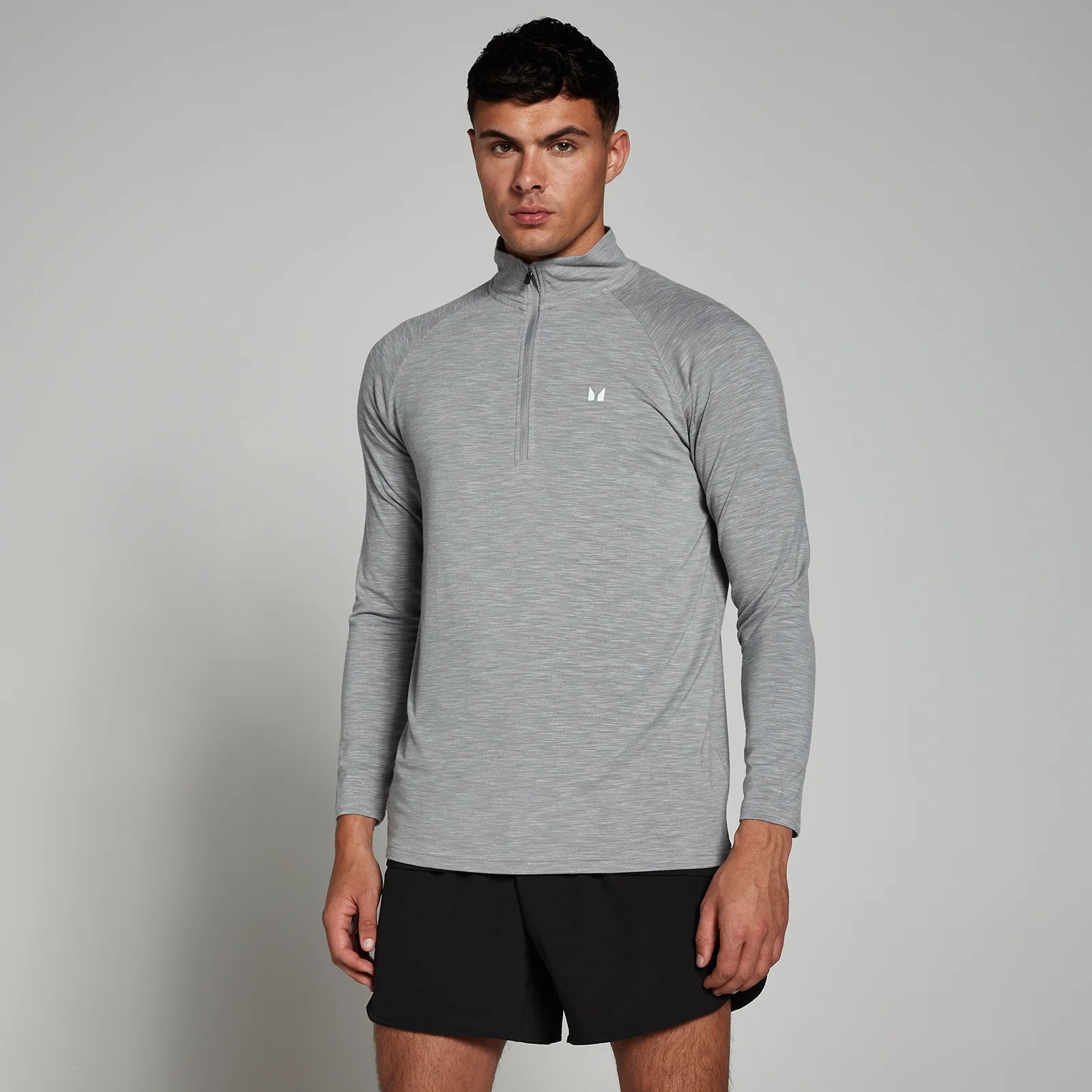 MP Pánský Performance 1/4 Zip – Chromový Melír - XXS Obrázek 1