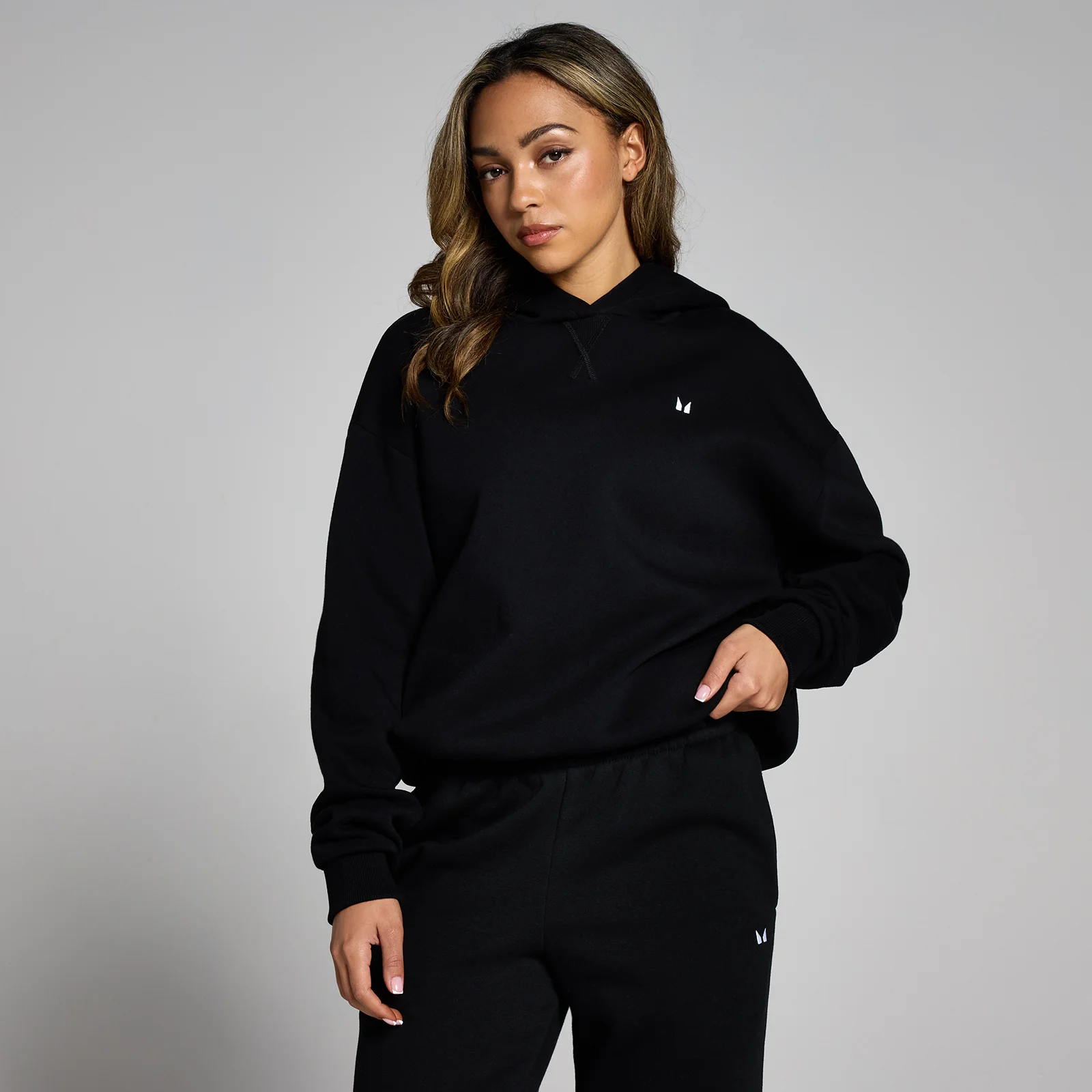 MP Dámská Basics Oversized Mikina s Kapucí – Černá - L Obrázek 1