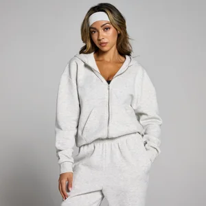 MP Dámská Basics Mikina s Kapucí na Zip – Světle Šedý Melír - Size XS